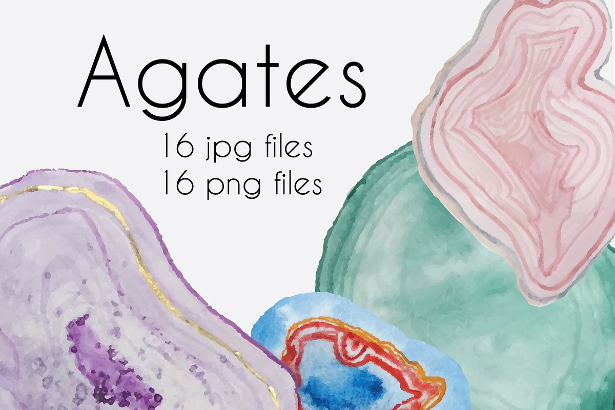 Hand Painted Watercolor Agates in Illustrations - product preview 8