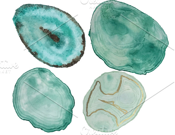 Hand Painted Watercolor Agates in Illustrations - product preview 2