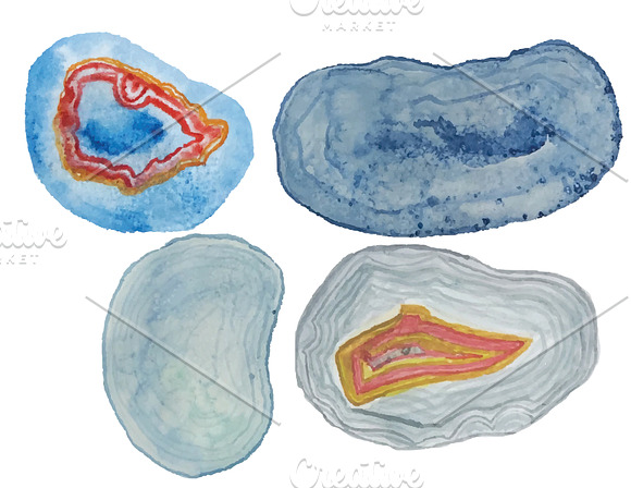 Hand Painted Watercolor Agates in Illustrations - product preview 3