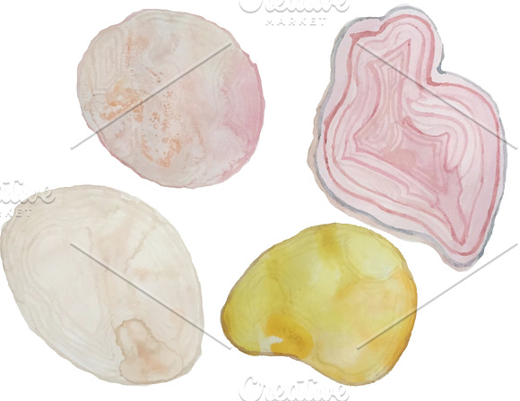 Hand Painted Watercolor Agates in Illustrations - product preview 4