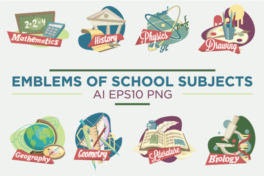 Emblems of school subjects in Illustrations - product preview 8
