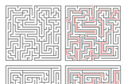 Two different mazes with solutions