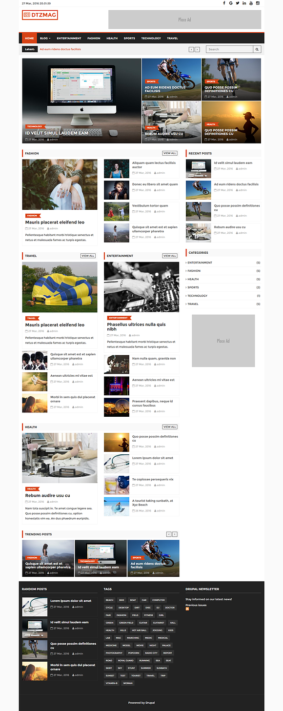 DTZMag - A Blog/Magazine/News theme in Drupal Themes - product preview 1