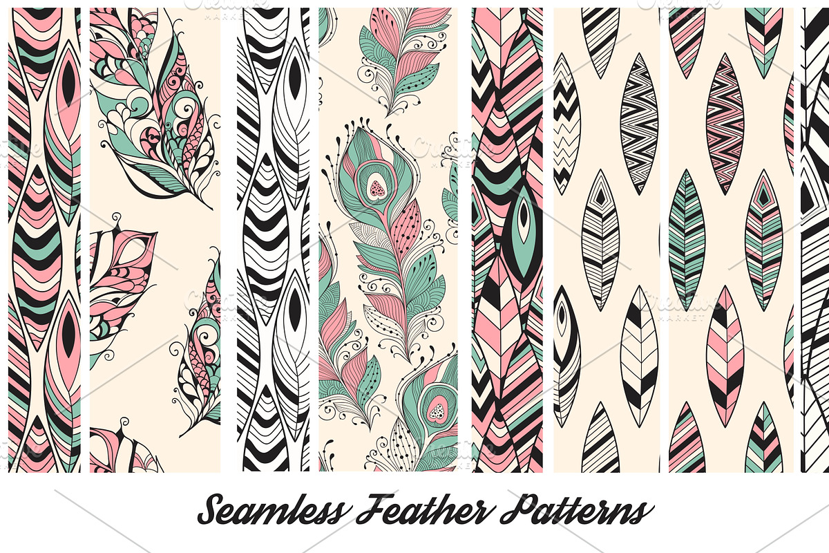 Seamless Feathers Collection in Patterns - product preview 8
