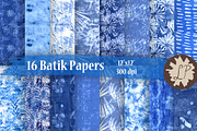 16 Blue Batik Style Patterns