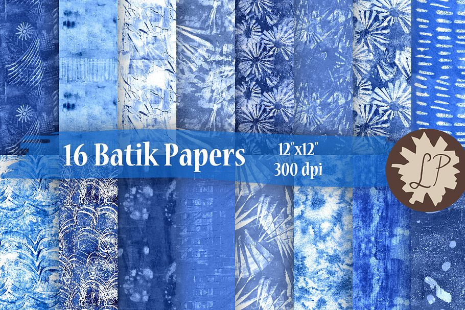 16 Blue Batik Style Patterns
