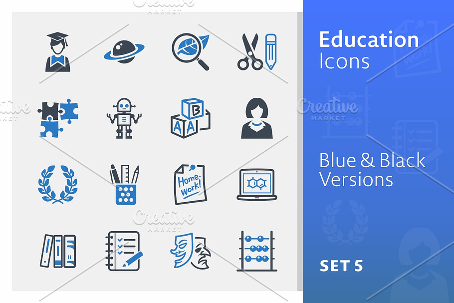 Education Icons Set 5 - Blue Series in Graphics - product preview 8