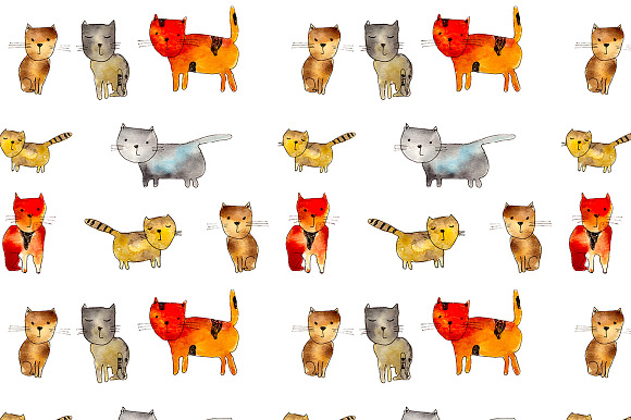 Cats seamless pattern in Patterns - product preview 1