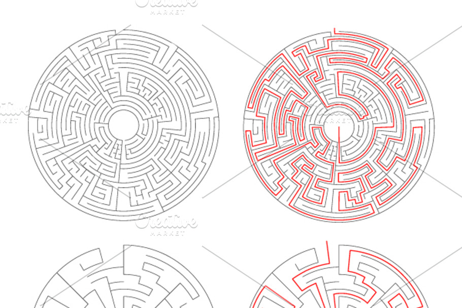 Two round mazes on white in Objects - product preview 8