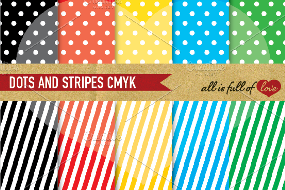 Polka Dot Stripes Digital Paper