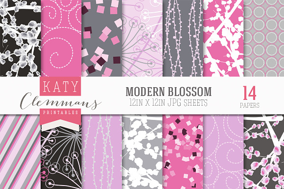 Modern Blossom patterned paper in Patterns - product preview 1