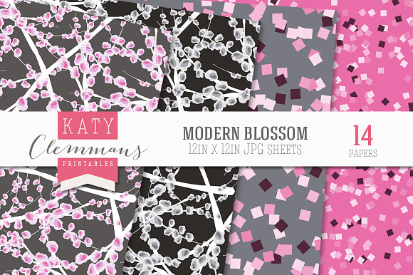 Modern Blossom patterned paper in Patterns - product preview 2