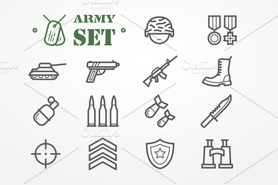 Army icons set in Military Icons - product preview 8