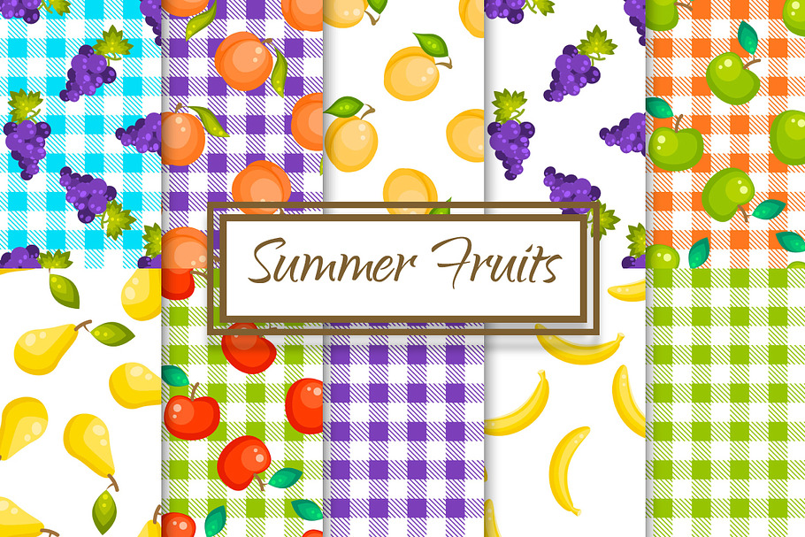 Summer Fruits 10 Seamless Patterns
