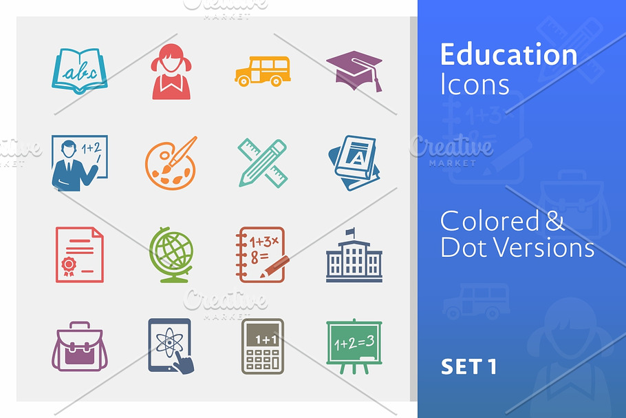 Education Icons Set 1 | Colored