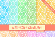 Watercolor quatrefoil digital papers