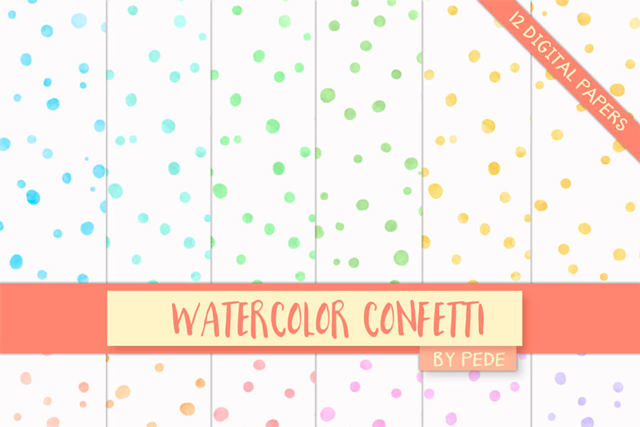 Watercolor confetti digital paper