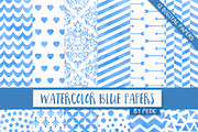 Watercolor blue digital papers