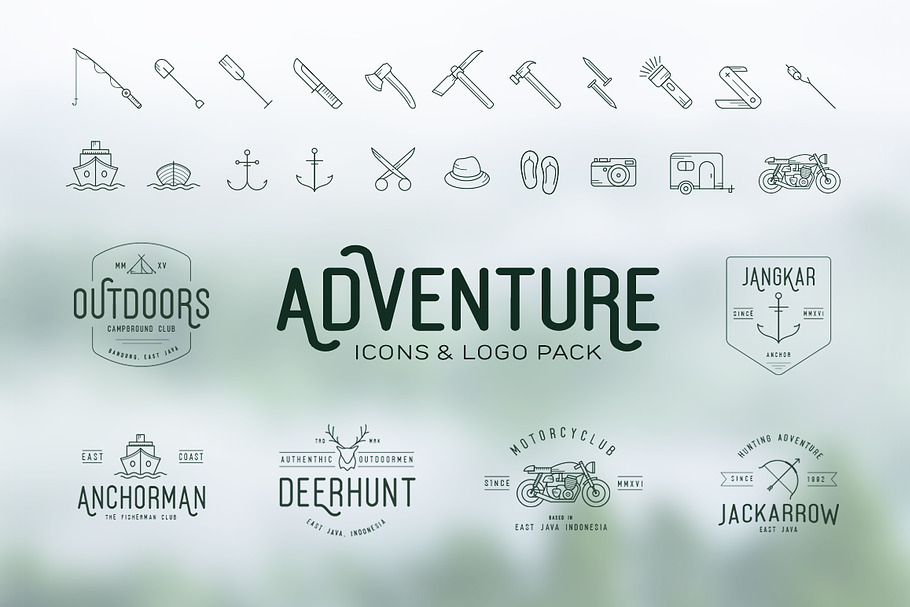 Adventure Icons + Vintage Logo Pack