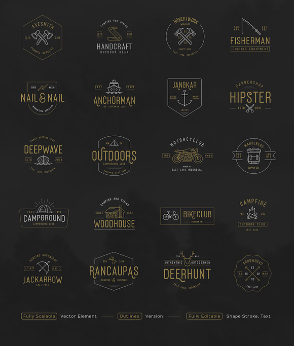 Adventure Icons + Vintage Logo Pack in Graphics - product preview 4