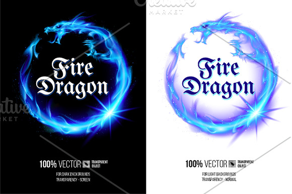 Vector Illustration of Fire Dragon in Logo Templates - product preview 4