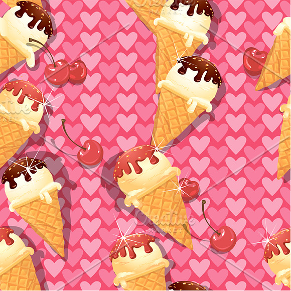 Vanilla Ice cream cones in Patterns - product preview 2