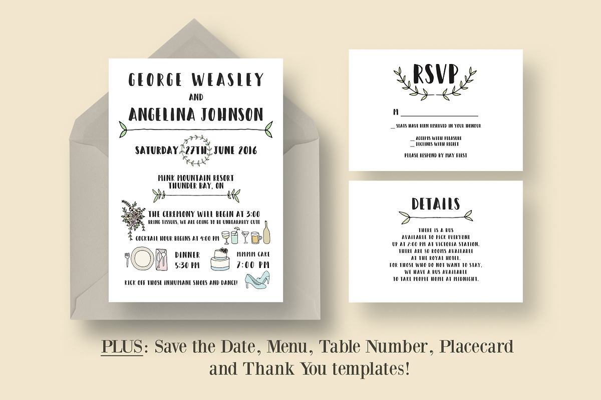 Fun Wedding Invitation Suite in Wedding Templates - product preview 8