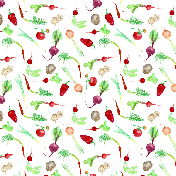 Watercolor Seamless Patterns - Fruit in Patterns - product preview 3