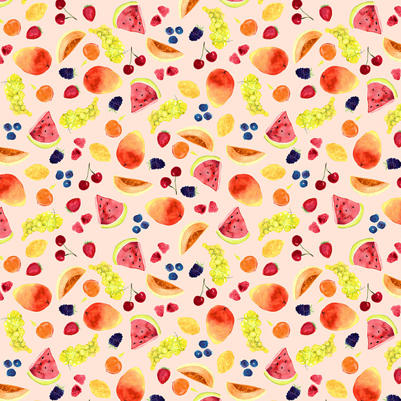 Watercolor Seamless Patterns - Fruit in Patterns - product preview 4