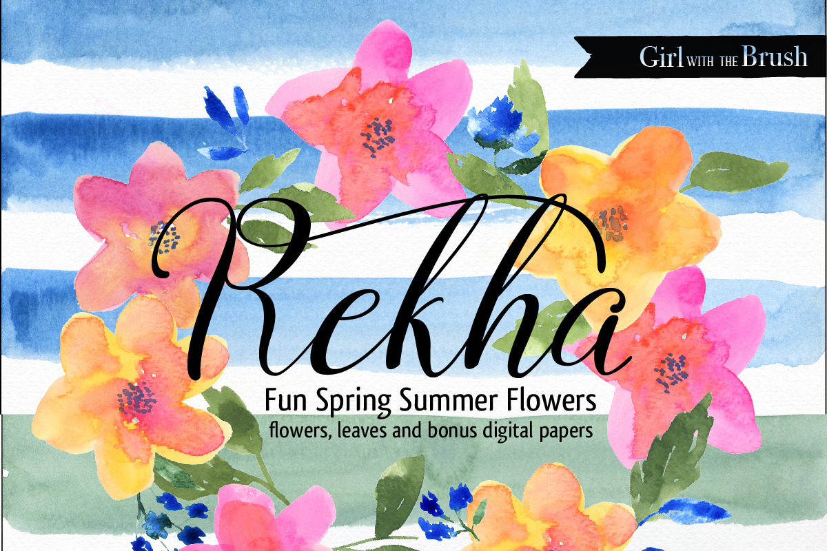 Watercolor Summer Florals + Bonus in Illustrations - product preview 8