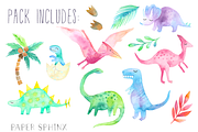 Watercolor Dinosaurs Pack