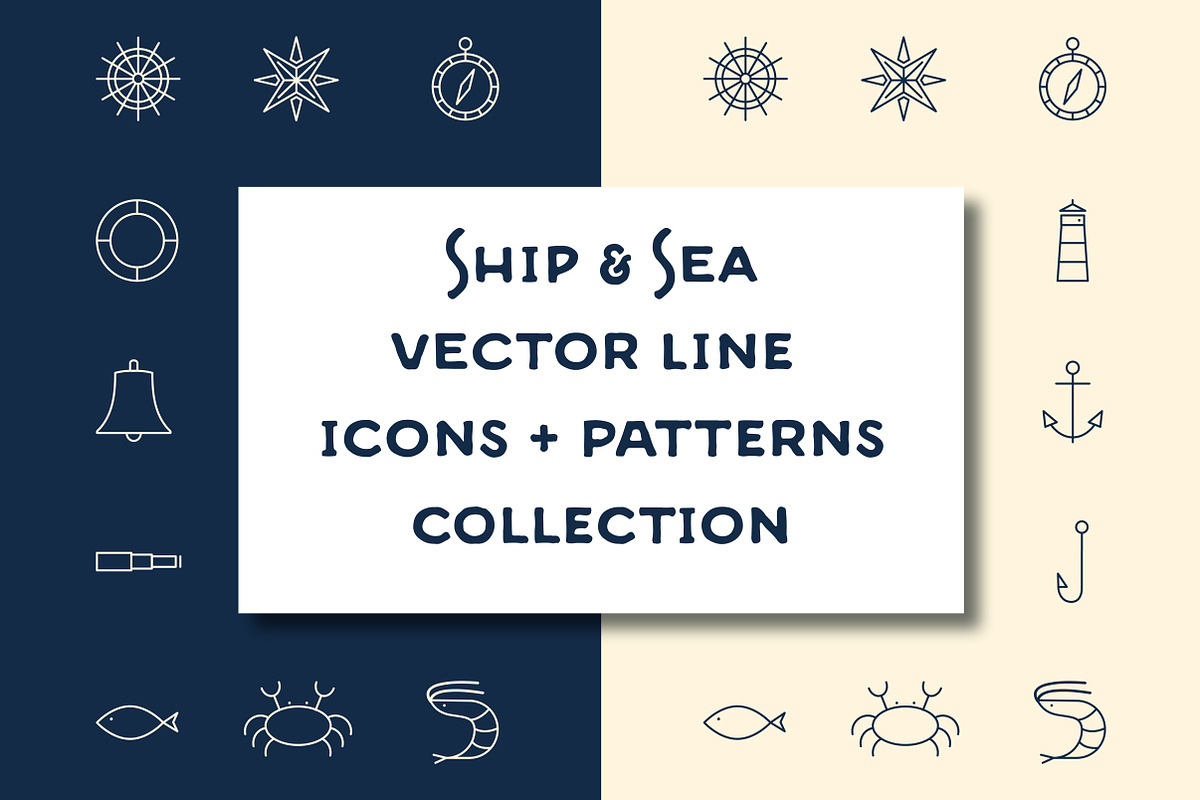 15 Ship & Sea line icons + patterns in Navigation Icons - product preview 8