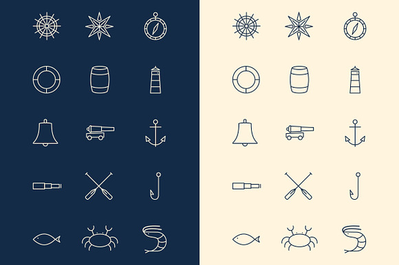 15 Ship & Sea line icons + patterns in Navigation Icons - product preview 1