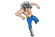 Man Big Hair Jumping Cartoon