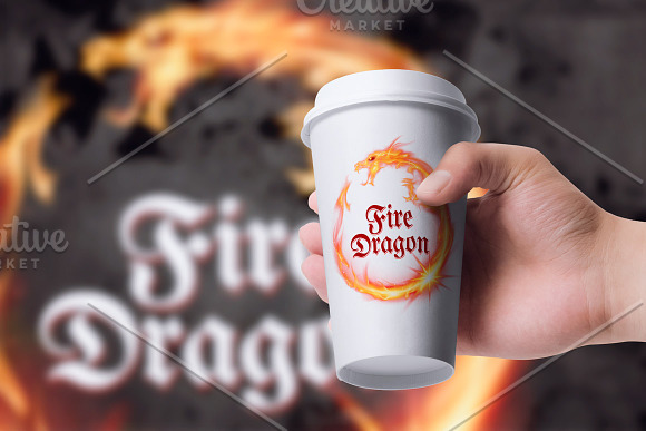 Vector Illustration of Fire Dragon in Logo Templates - product preview 5