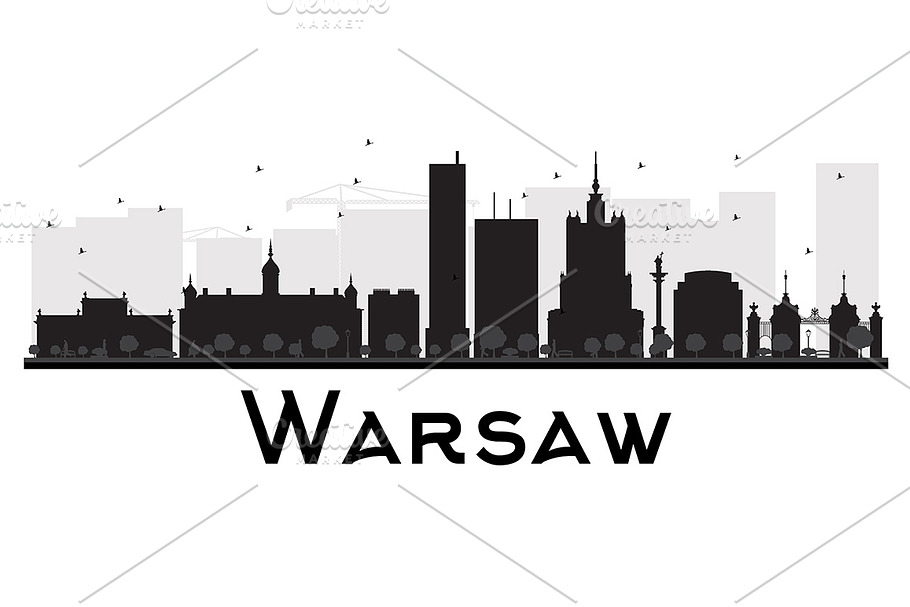 Warsaw City skyline silhouette in Illustrations - product preview 8
