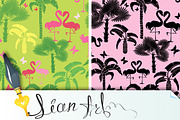seamless patterns with flamingos