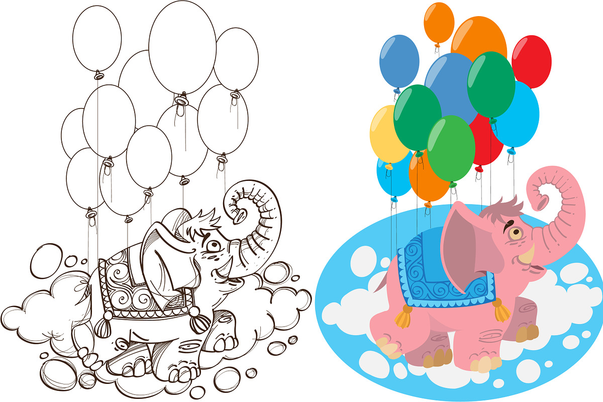 Elephant with balloons. in Illustrations - product preview 8