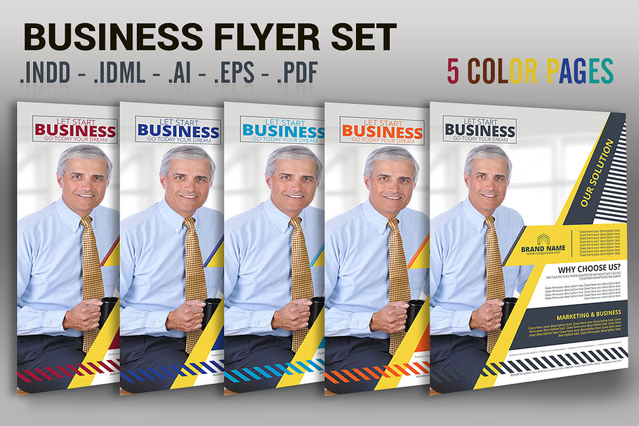 Business Flyer Set 5 Colors Bundle
