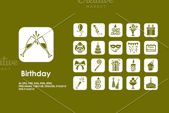 Happy Birthday icons in Happy Birthday Icons - product preview 1