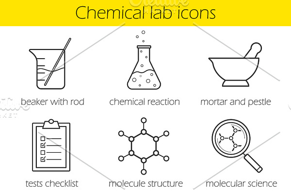 Chemical laboratory icons. Vector