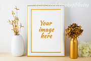 Frame mockup White and gold style