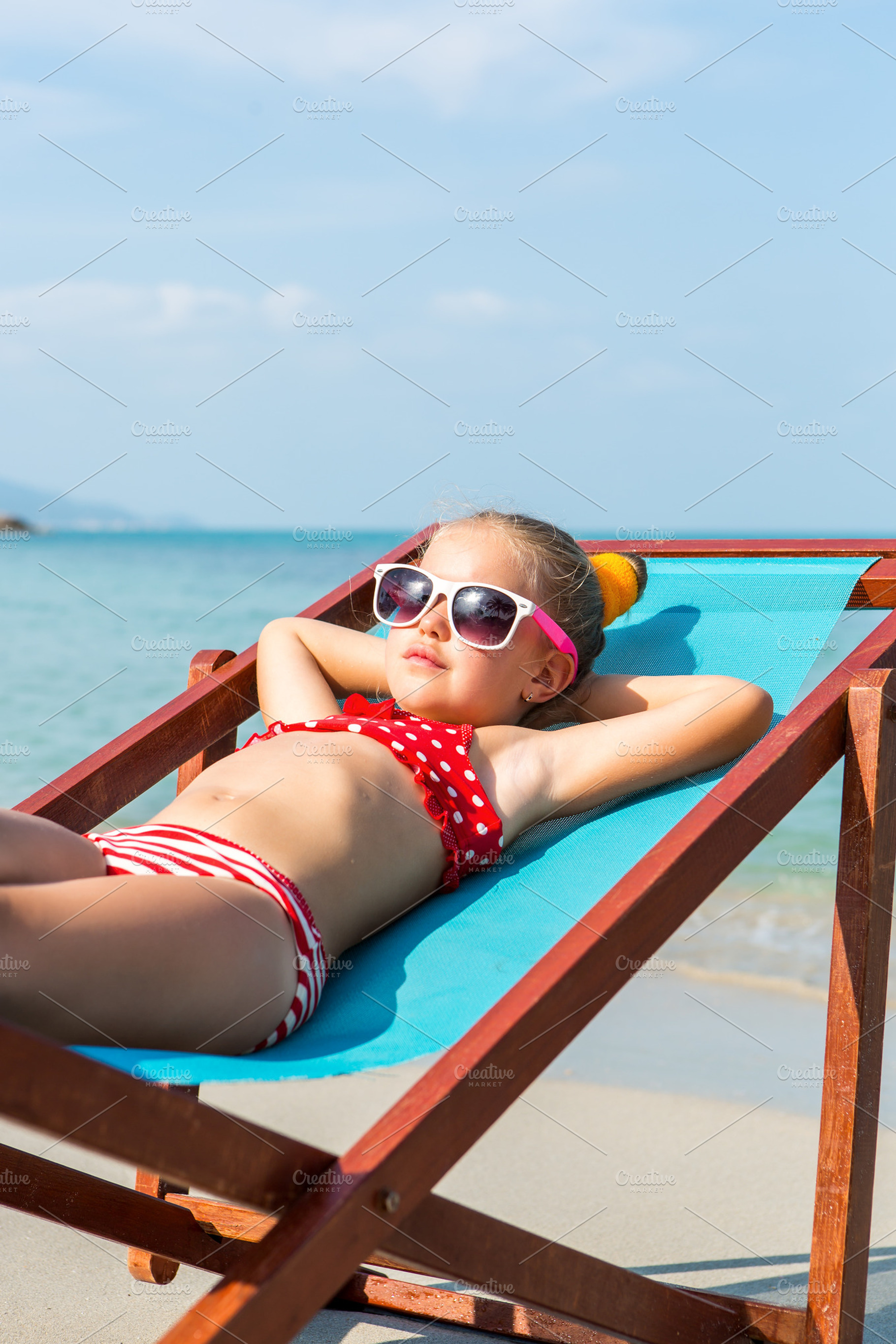Cute Lady In Beach Chair High Quality People Images Creative