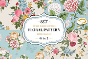 Vector vintage floral pattern. Set.