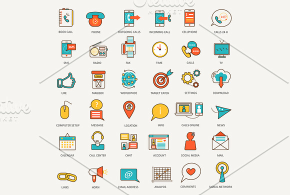 36 Contact us flat line icon set. in Contact Icons - product preview 1
