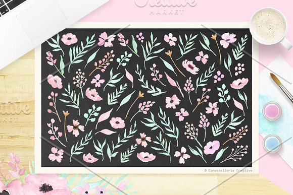 Pinkish Blooms - Watercolor Flowers in Illustrations - product preview 1