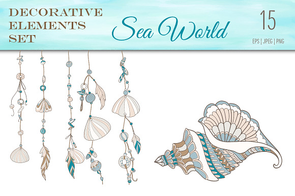Sea World Boho Style Elements in Illustrations - product preview 1