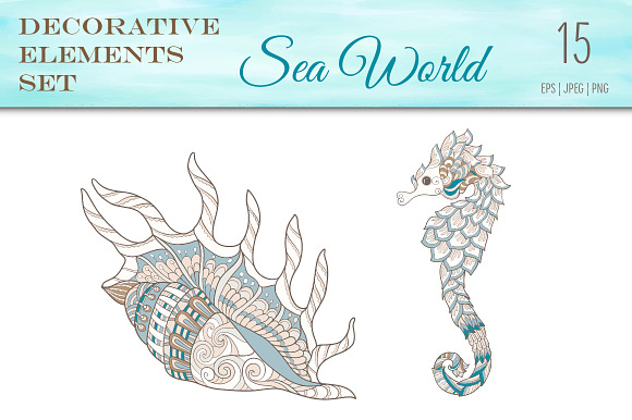 Sea World Boho Style Elements in Illustrations - product preview 2
