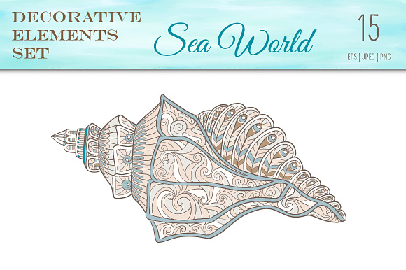 Sea World Boho Style Elements in Illustrations - product preview 3