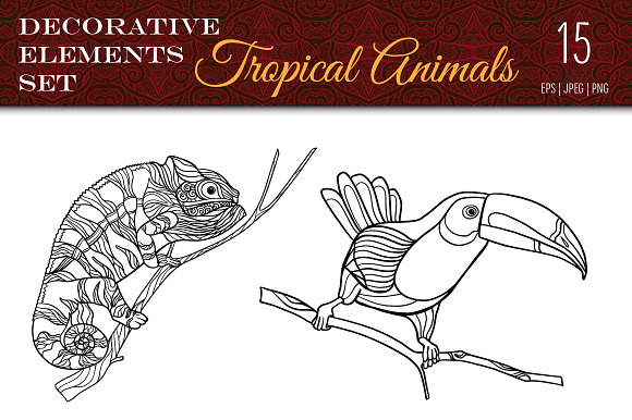 Tropical Wild. Birds, Butterflies. in Illustrations - product preview 3